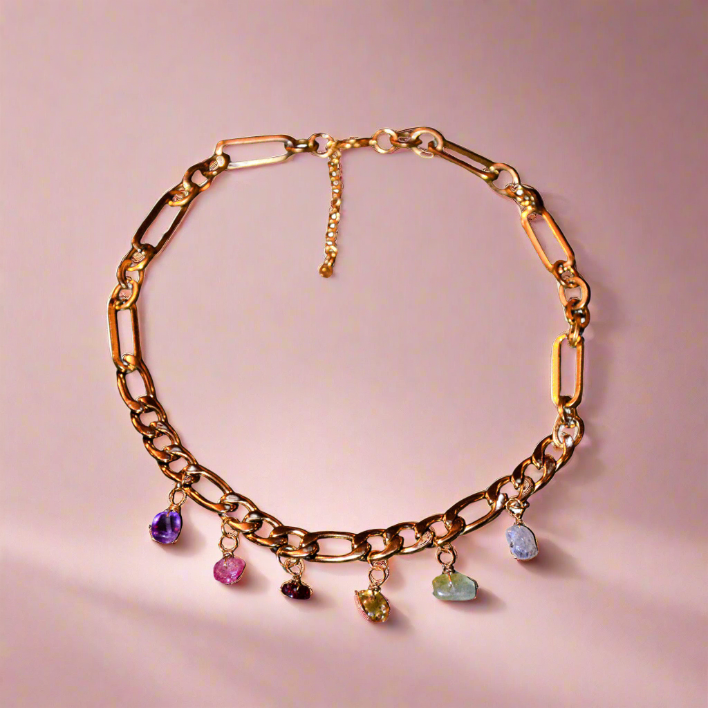Collier 6 pierres Arc-en-ciel