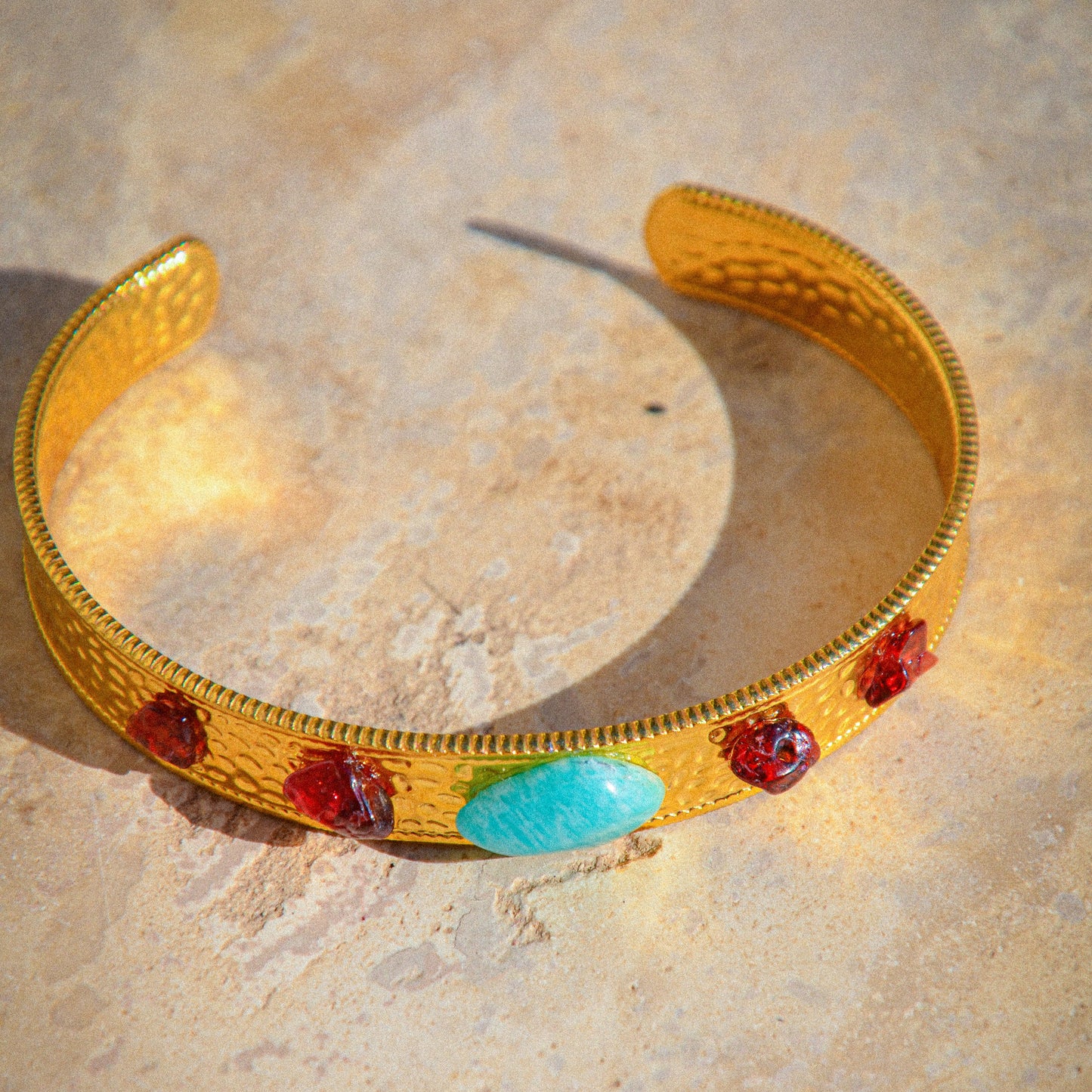 Bracelet jonc Aventurine et Grenat