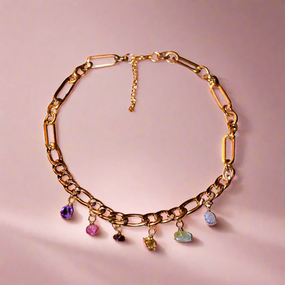 Collier 6 pierres Arc-en-ciel