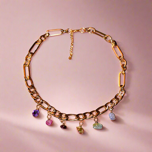 Collier 6 pierres Arc-en-ciel