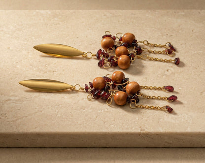 Boucles d’oreilles Asymétriques Grenat Mystic