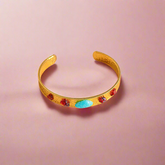 Bracelet jonc Aventurine et Grenat