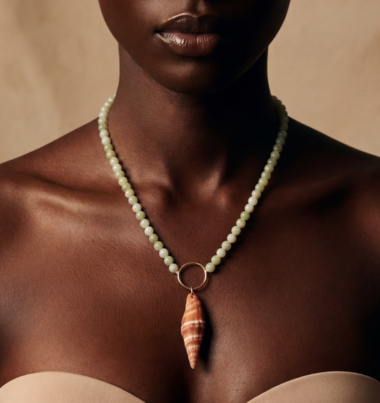 Pearl and real shell necklace